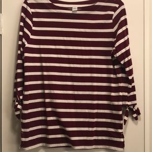 White & Maroon striped blouse